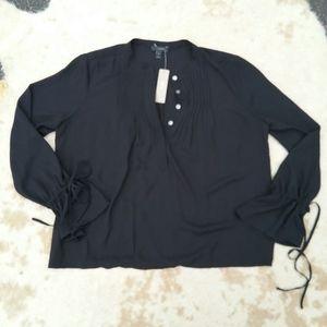 NWT J. CREW | black flowy long sleeve blouse | S